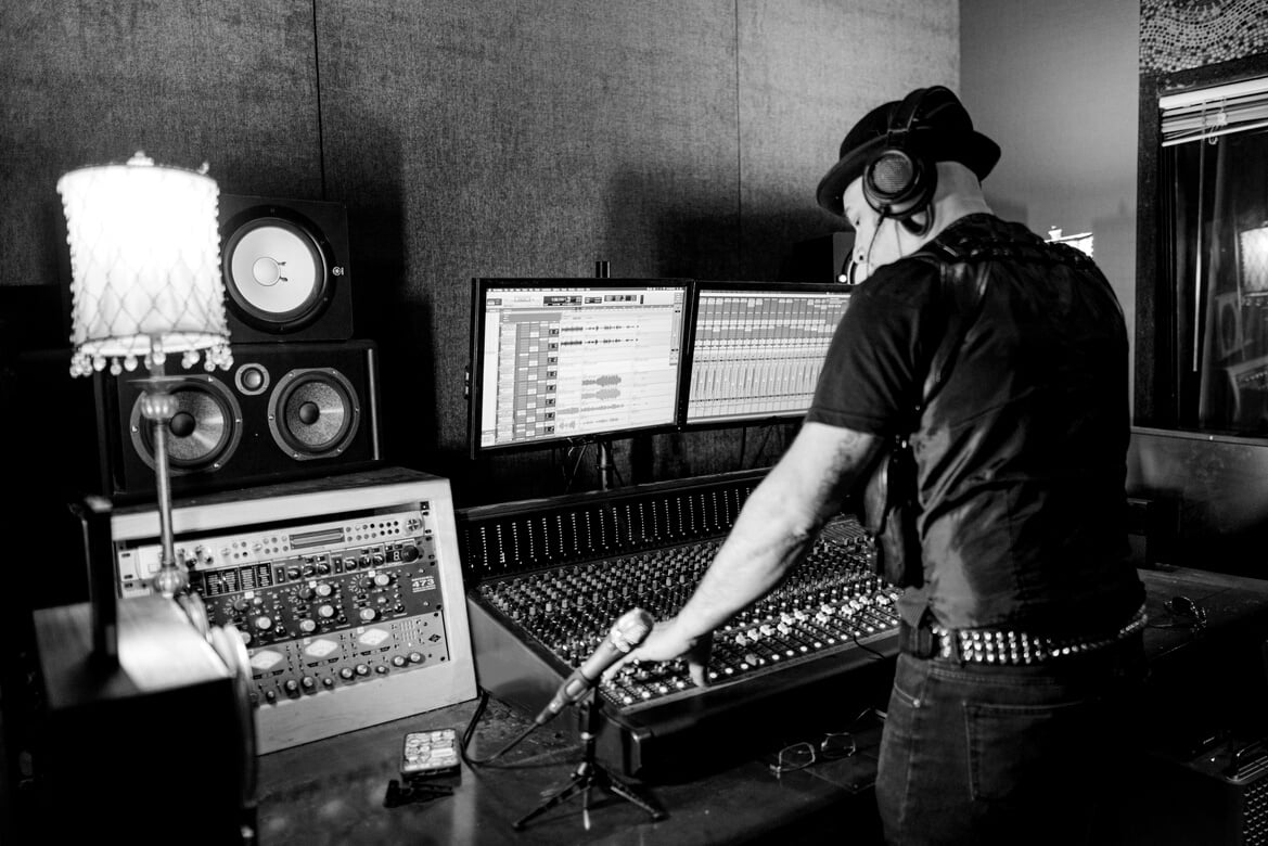 Man Working inside a Recording Studio